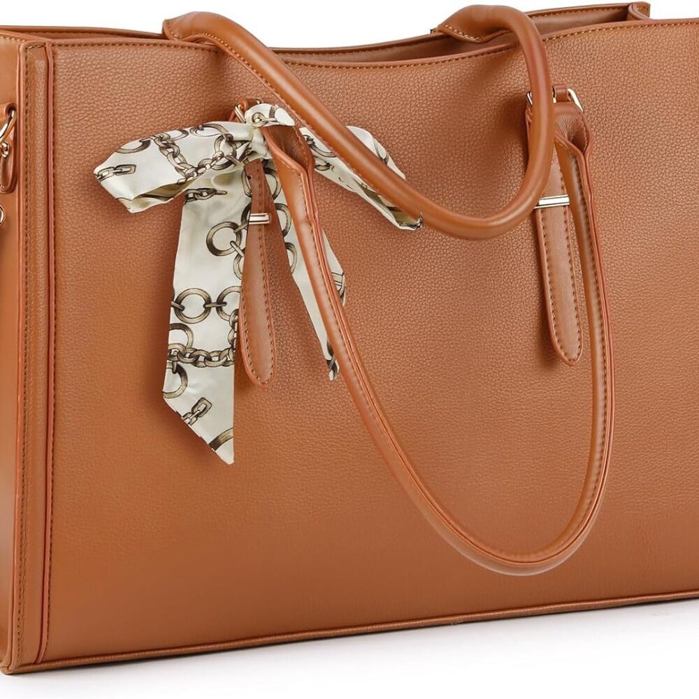 Laptop Bag for Women 15.6 inch Waterproof Laptop Tote Work Bag Leather Computer